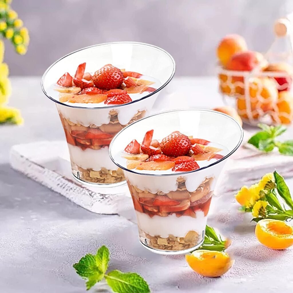 Transparante herbruikbare plastic dessertbekers set van 50 voor ijs, mousse en pudding