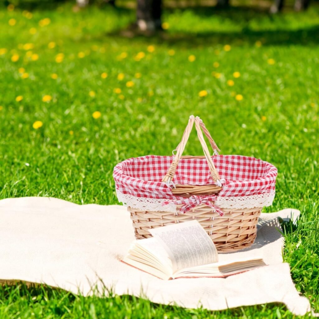 Rotan picknickmand met inlegger voor picknicks en boodschappen
