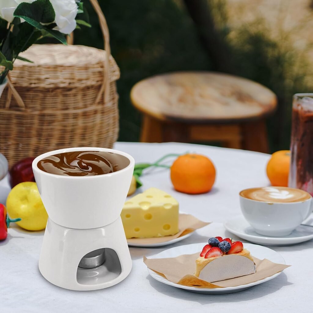 Keramische fonduepotset - Niet-elektrische fondueset - Voor chocolade- en kaasfondue - Inclusief fonduevorken
