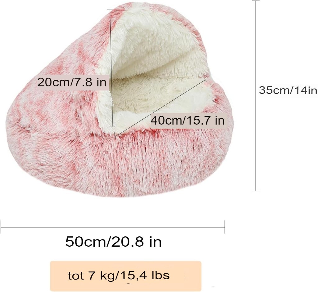 Roze pluche donut kattenbed met antislip bodem voor kleine en middelgrote huisdieren