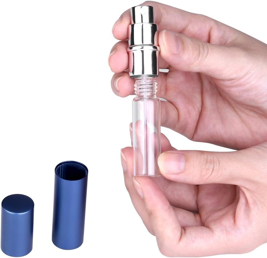 Hervulbare verstuiverflessen voor parfum en cosmetica, 5 ml, donkerblauw, set van 3