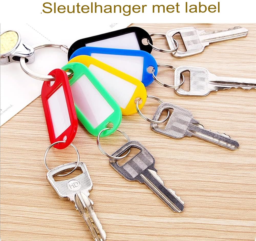 Sleutelhangers met verwisselbaar label, 10 stuks in 10 kleuren voor hotel, kantoor en bagage