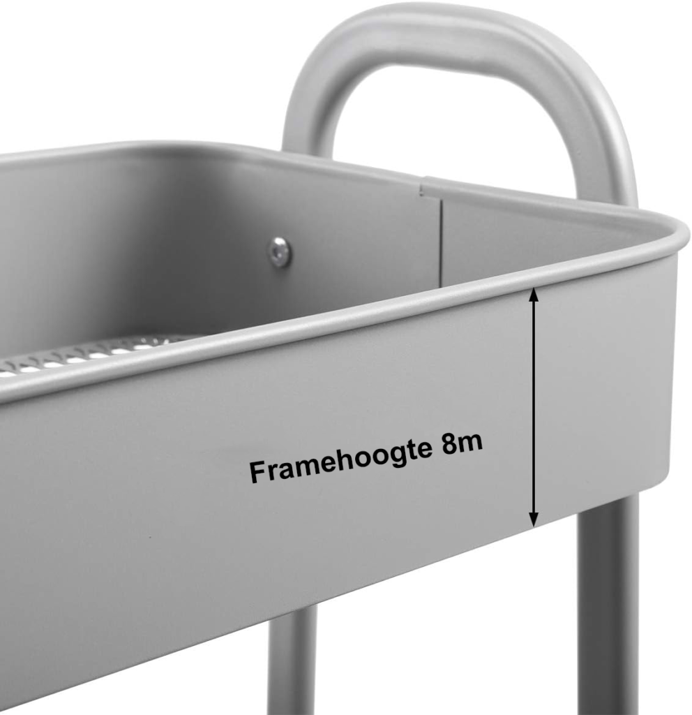 Verrijdbare opbergtafel met wielen voor keuken, badkamer en kantoor – multifunctionele roltafel met opbergruimte