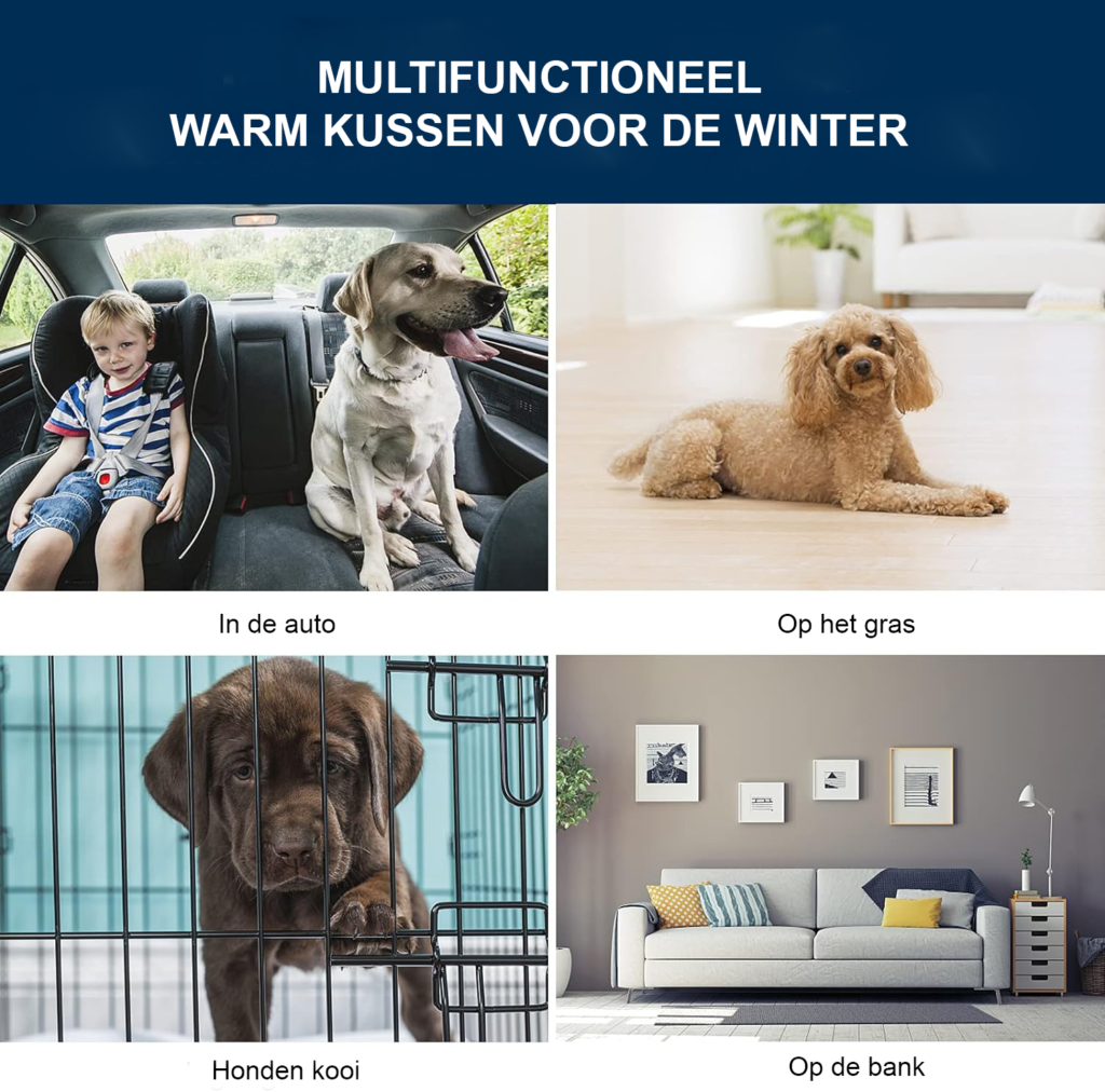 Hondenkussen met zacht warm deken, ergonomisch ontwerp en duurzaam textiel voor alle hondenrassen