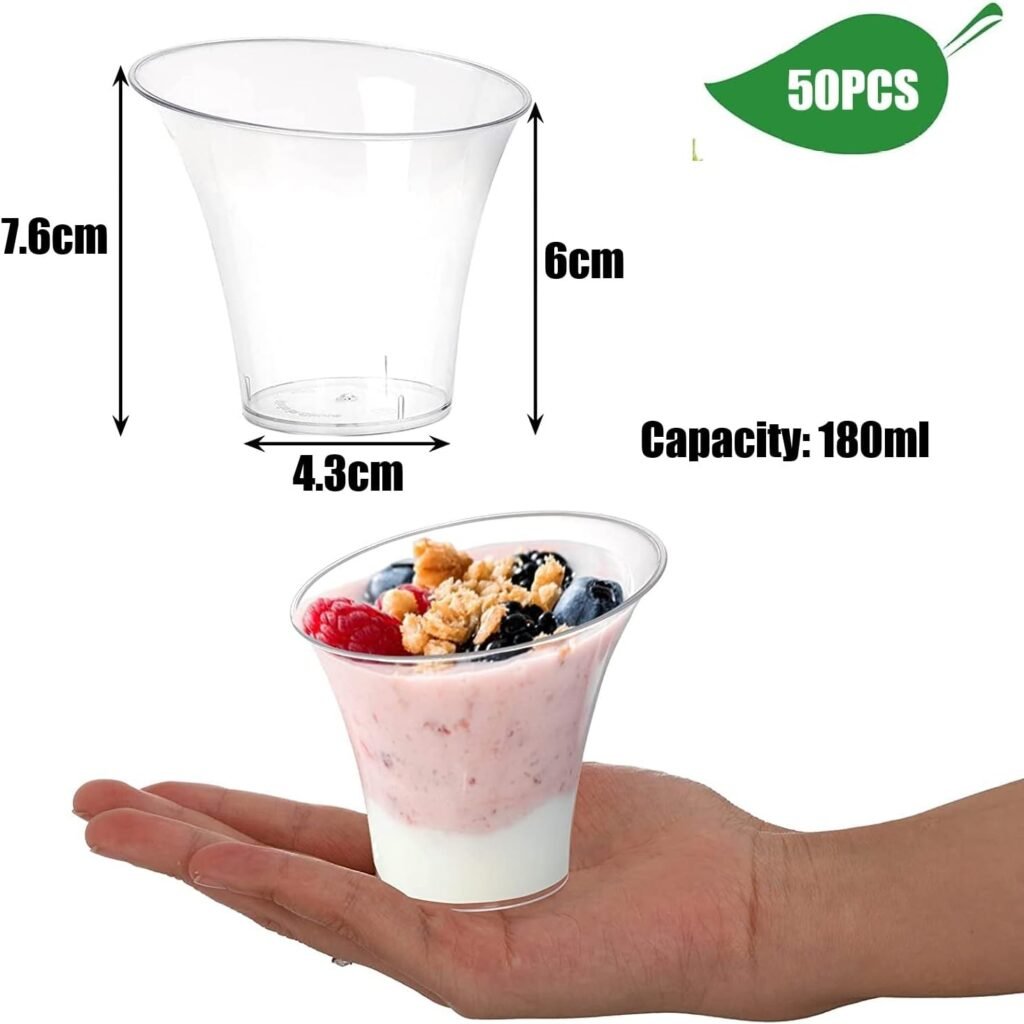 Transparante herbruikbare plastic dessertbekers set van 50 voor ijs, mousse en pudding