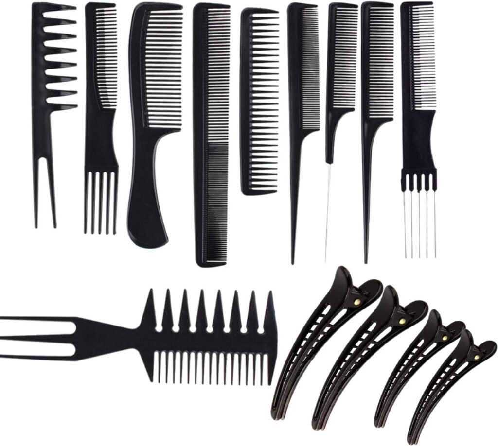 Professionele haarstylingkammen en haarclips set voor kappers en thuisgebruik met ergonomisch ontwerp