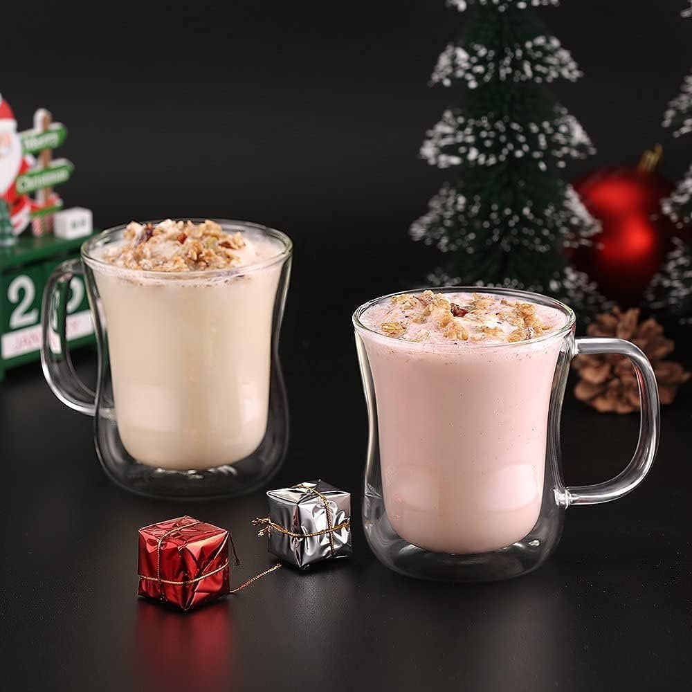Dubbelwandige macchiatoglazen van borosilicaatglas 350 ml, set van 2 voor koffie en thee