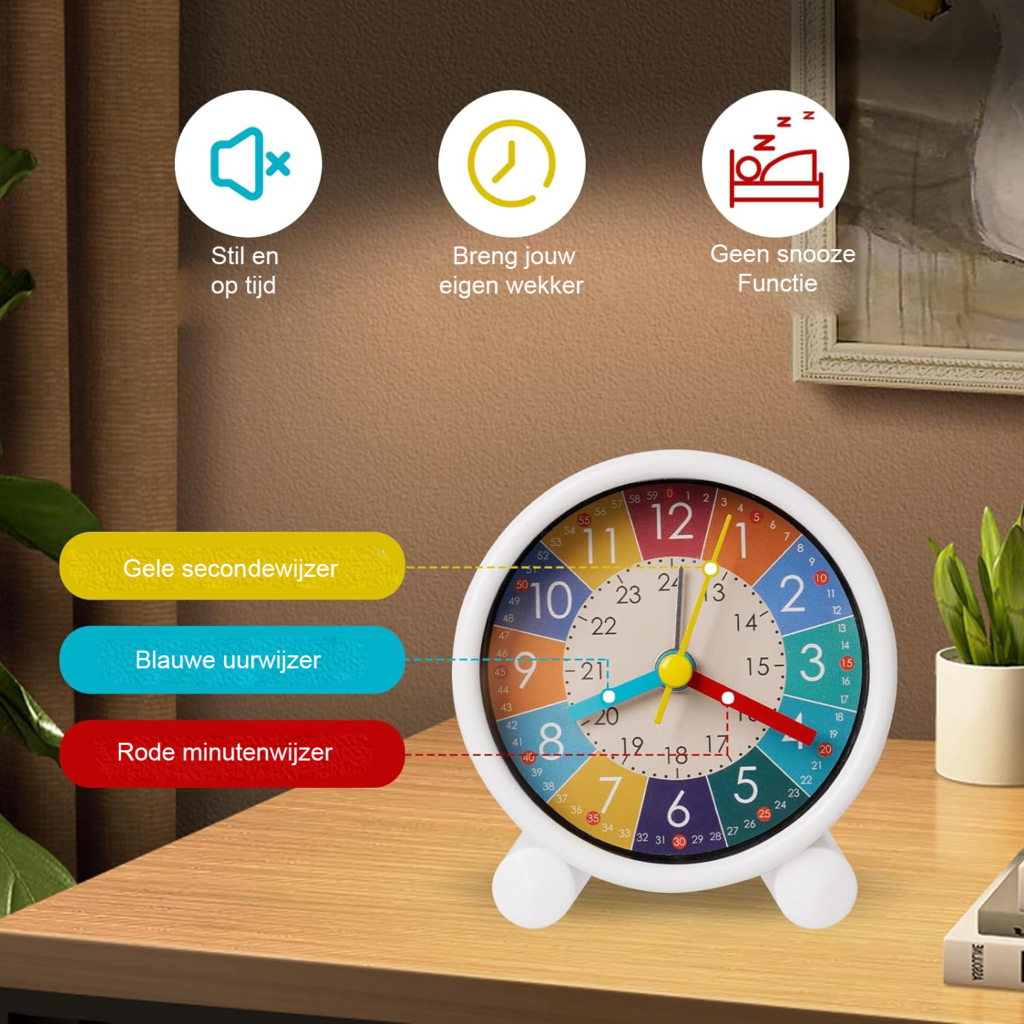 Digitale kinderwekker met kleurrijk display, educatieve kinderklok en kinderhorloge