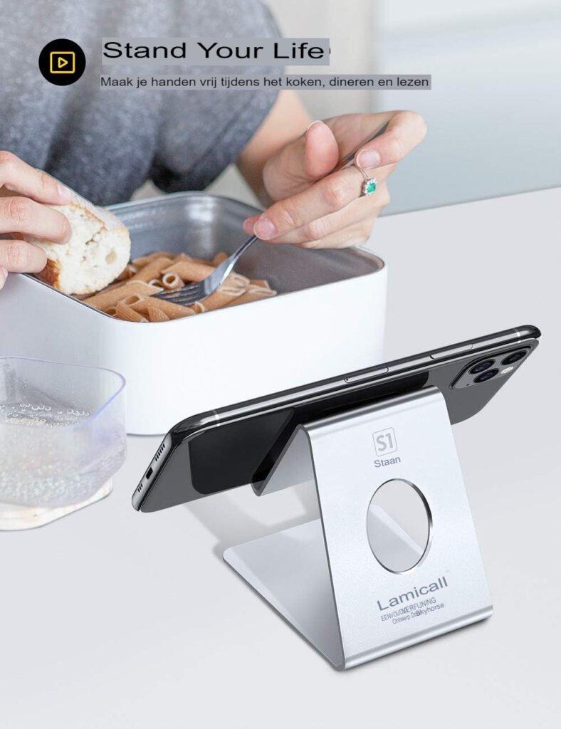 Verstelbare telefoonstandaard voor smartphone op bureau en tafel Verstelbare telefoonstandaard voor smartphone op bureau en tafel