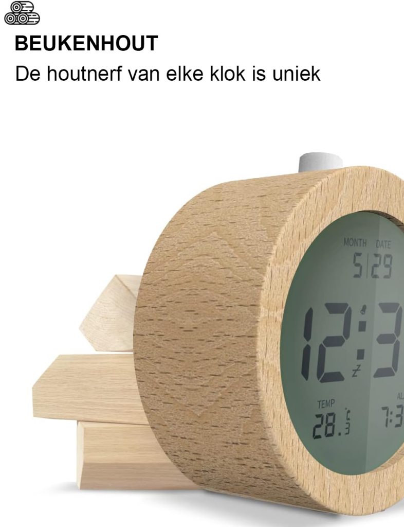 Digitale wekker met LED-display en temperatuurweergave