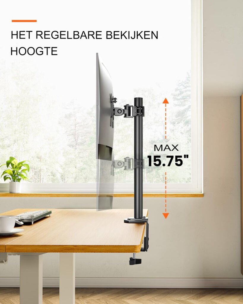 Verstelbare monitorstandaard met arm voor bureau en optimaal kijkcomfort