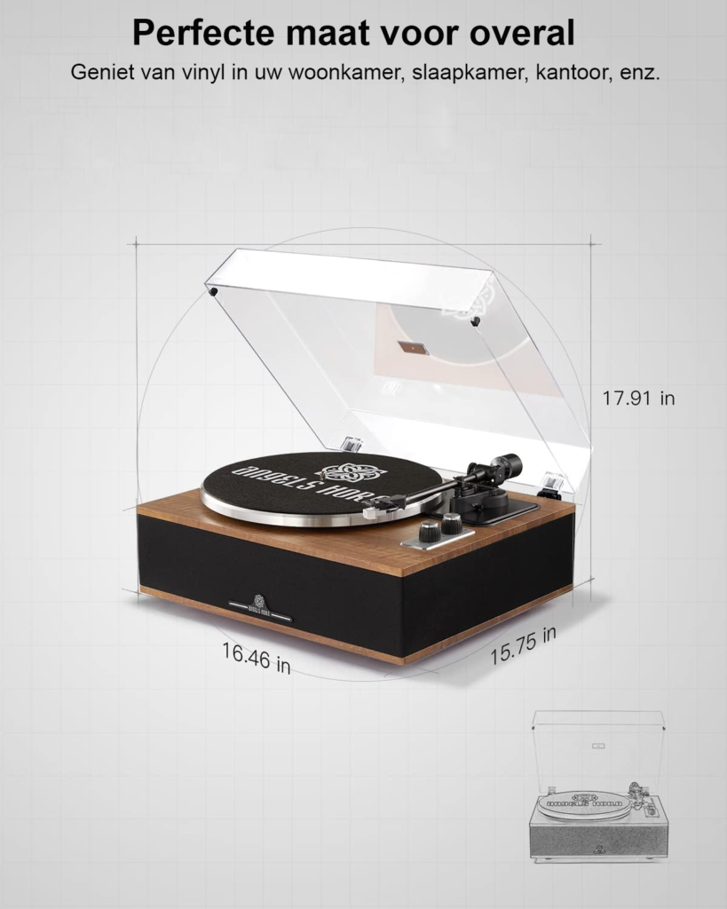 Retro platenspeler met hoorn, Bluetooth en HiFi speakers 33/45 RPM