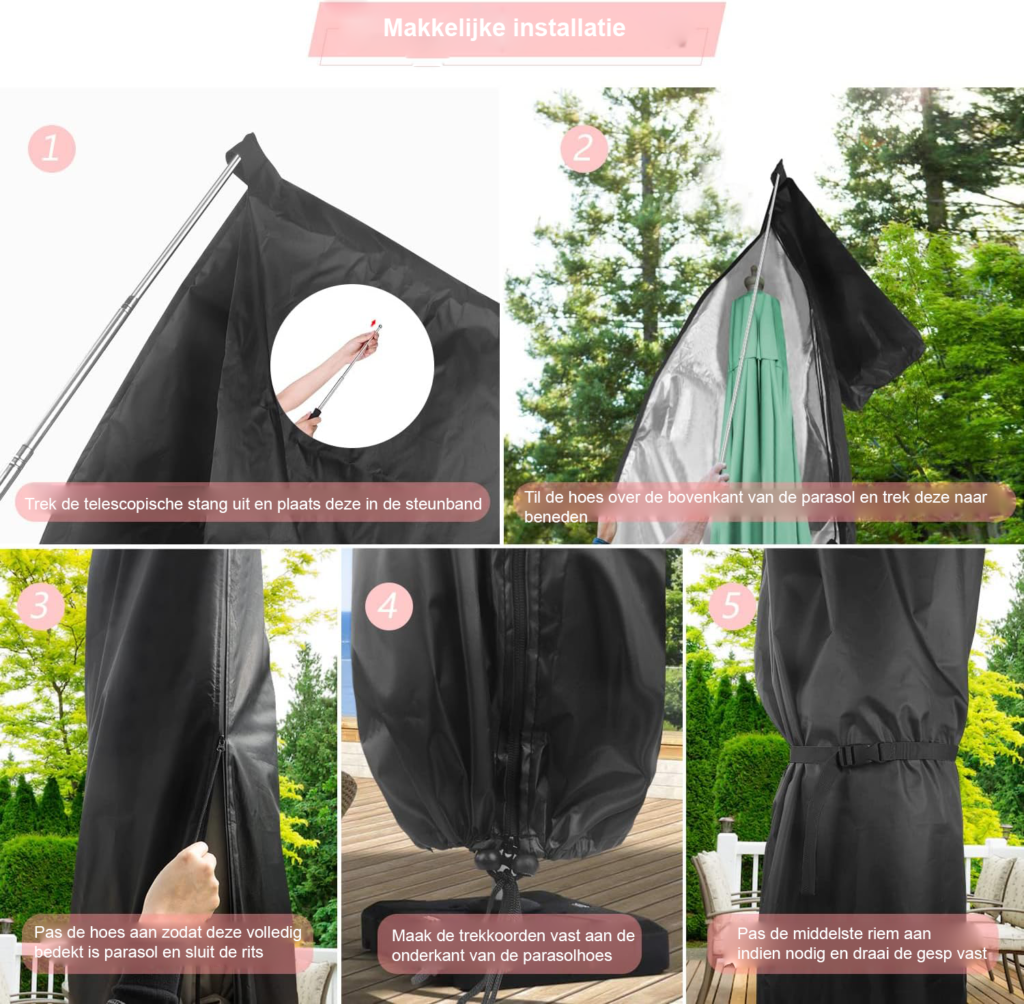 Zweefparasol beschermhoes 230 x 65/65 cm, weerbestendige hoes voor staande parasol