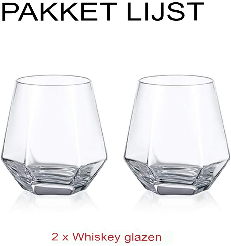 Whiskeyglazen Set van 2 - Tumbler Glazen met Diamantpatroon - Voor Bourbon en Rum - 300 ml