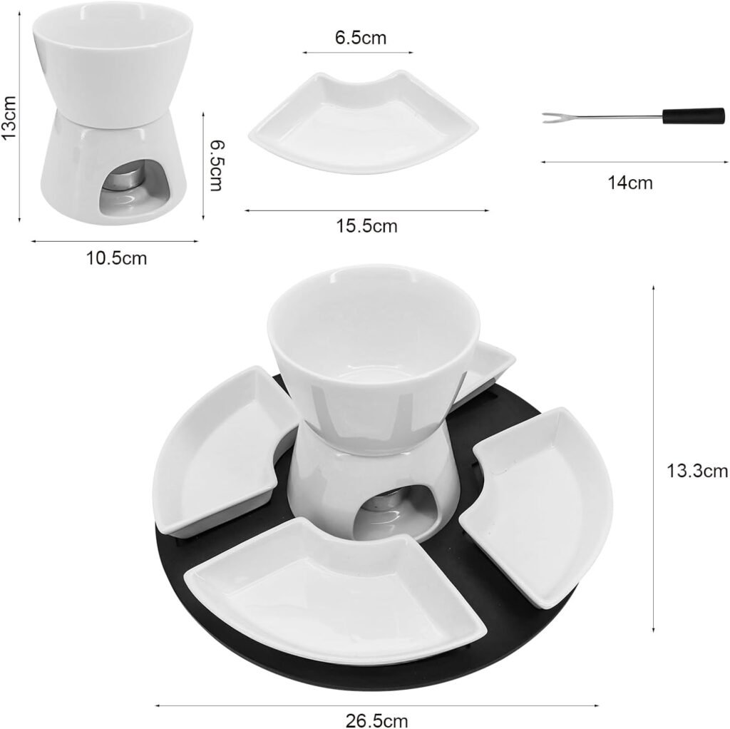 Keramische fonduepotset - Niet-elektrische fondueset - Voor chocolade- en kaasfondue - Inclusief fonduevorken