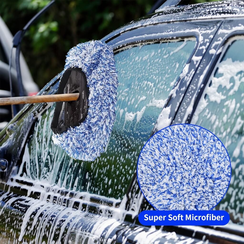 Microvezel autowasborstel met telescopische steel en microvezeldoek voor auto en motorfiets