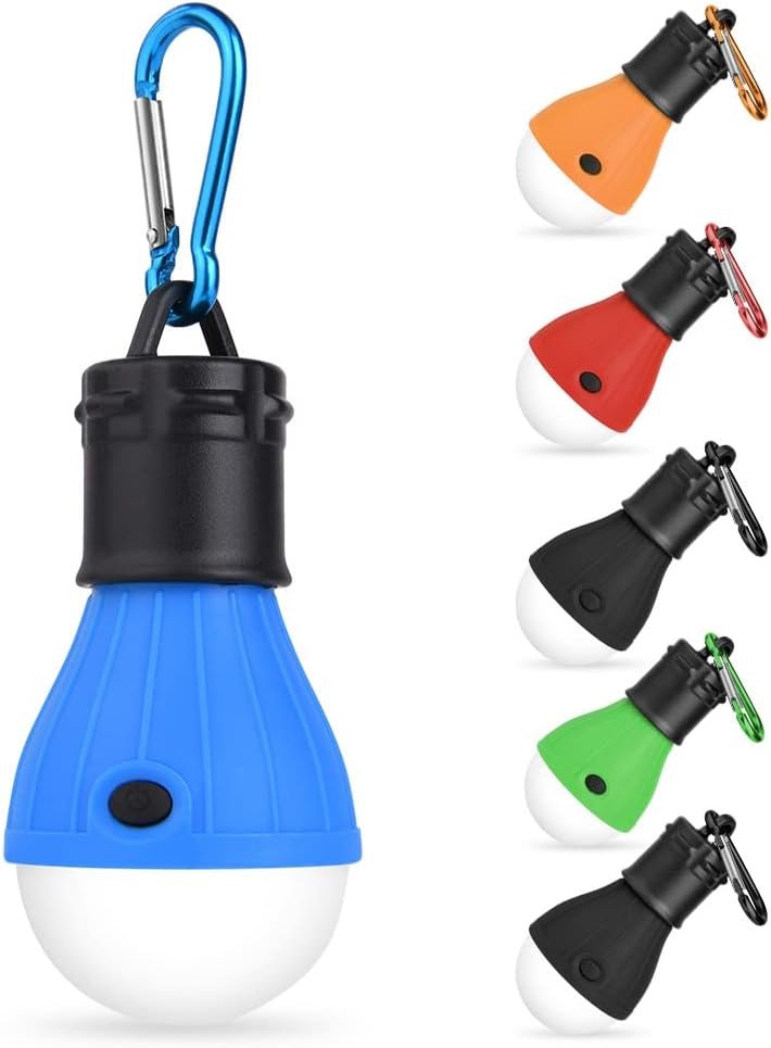 Set van 6 LED campinglampen met karabijnhaak, draagbare tentlampen en noodverlichting voor kamperen en stroomstoringen