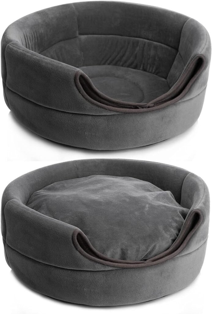 Opvouwbaar katten- en hondenbed donkergrijs met comfortabel matras, maat L 50x45 cm