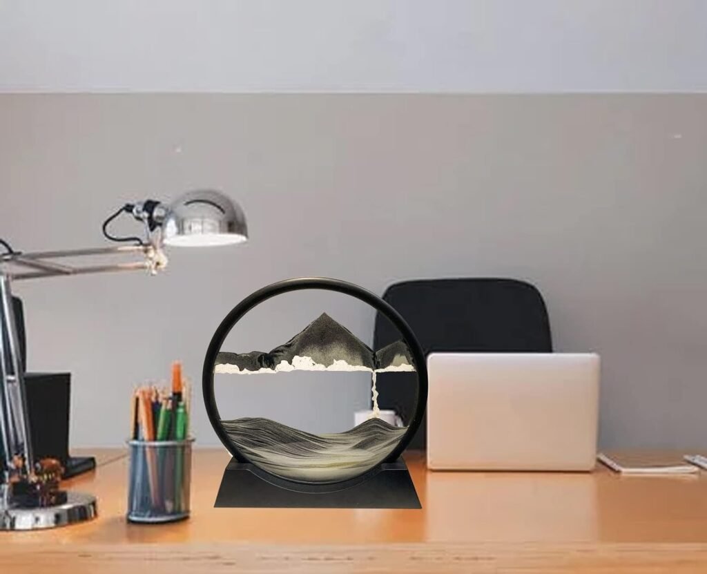 Bewegende zandloper met dynamische zandkunst en houten frame voor interieurdecoratie