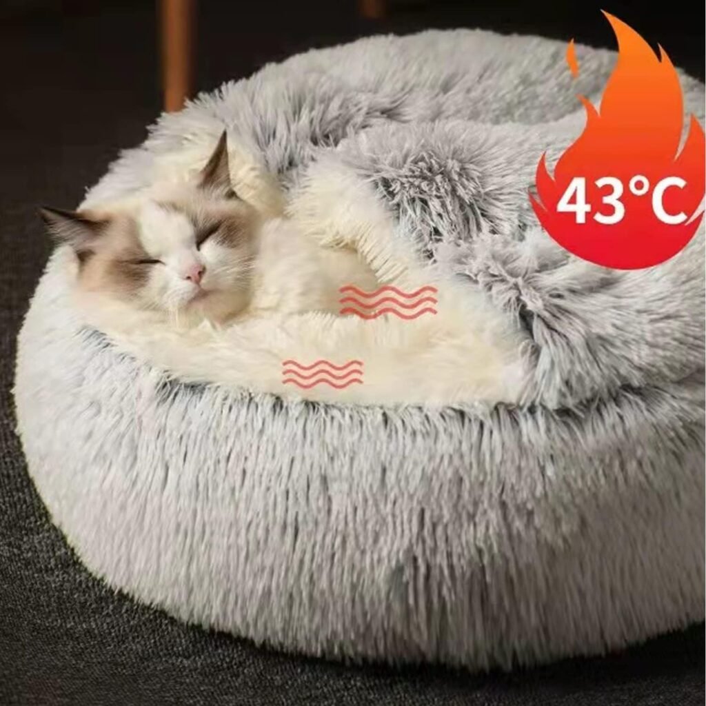 Kattenbed Donut - Zacht pluche kattenkussen - Warm en comfortabel - Antislip bodem voor kleine en middelgrote huisdieren