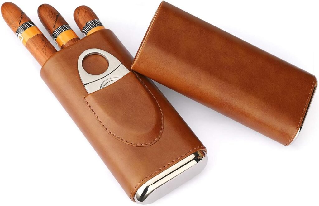 Leren 3-vinger sigarenhoes voor 3 sigaren met magnetische sluiting