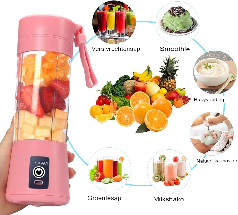 Draagbare oplaadbare blender voor smoothies, compact en geschikt voor thuis en onderweg