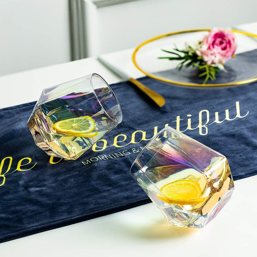 Whiskeyglazen Set Diamant - Gekantelde Whiskey Tumbler Glazen - Luxe Drinkglazen voor Whiskey - Set 2 Stuks