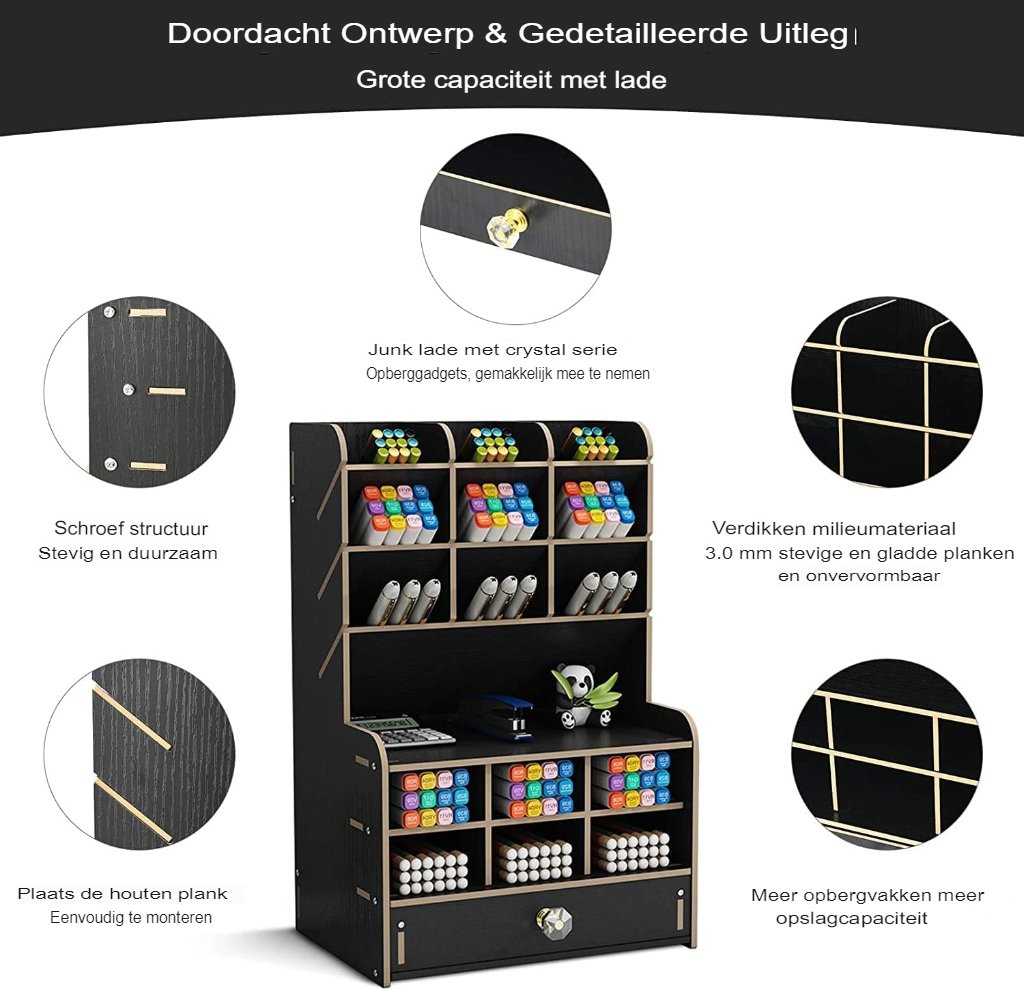 Pennenhouder - Bureau Organizer voor Pennen en Papier - Multifunctionele Opberger - Praktische Bureauaccessoire