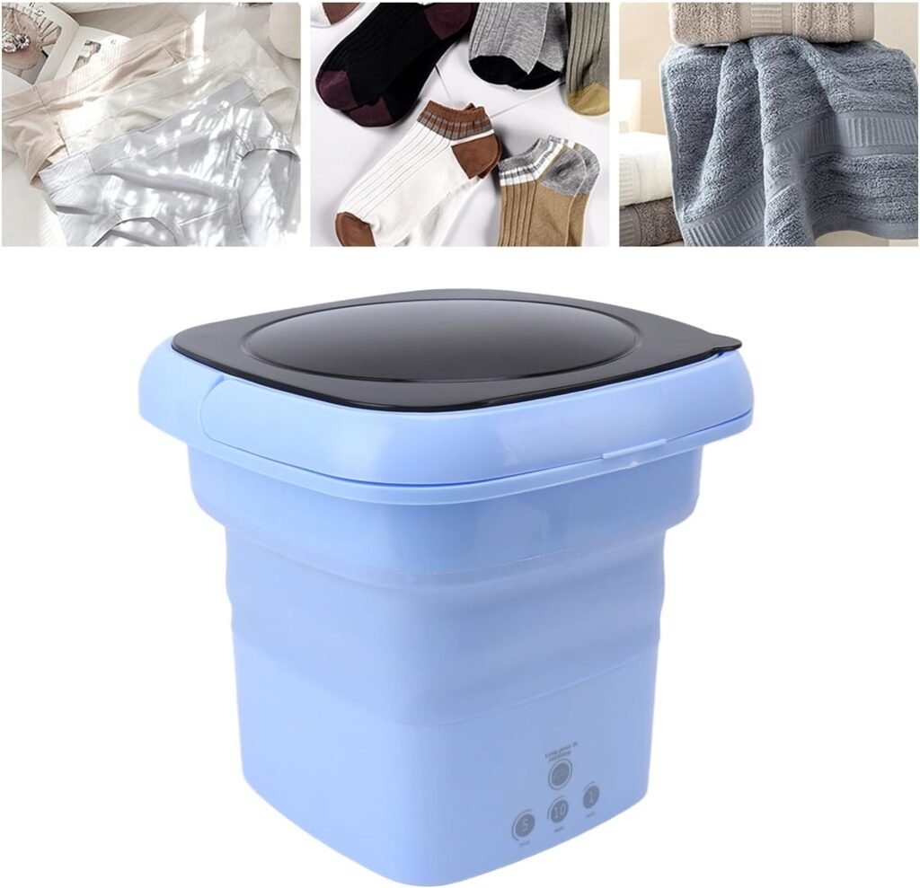 Opvouwbare Wasmachine - Draagbare Mini Wasautomaat voor Camper en Camping - Kunststof - Blauw - 30 x 28 x 17 cm