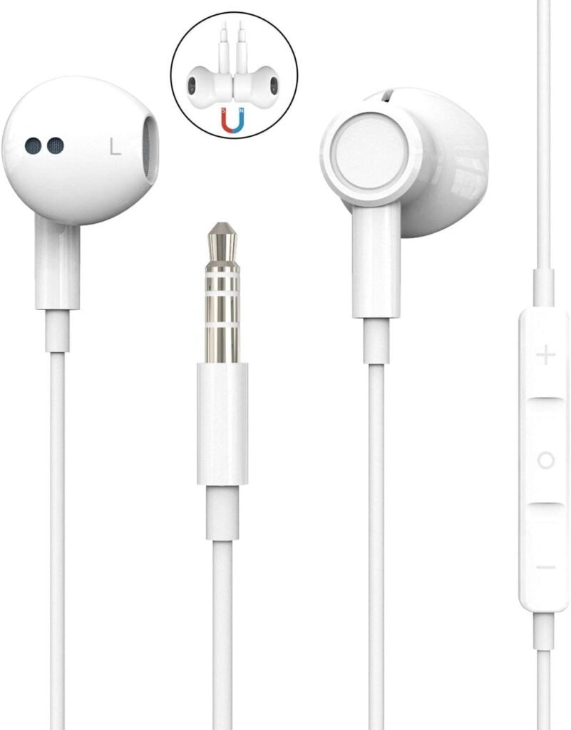 Bedrade in-ear oortelefoon met microfoon wit voor handsfree bellen