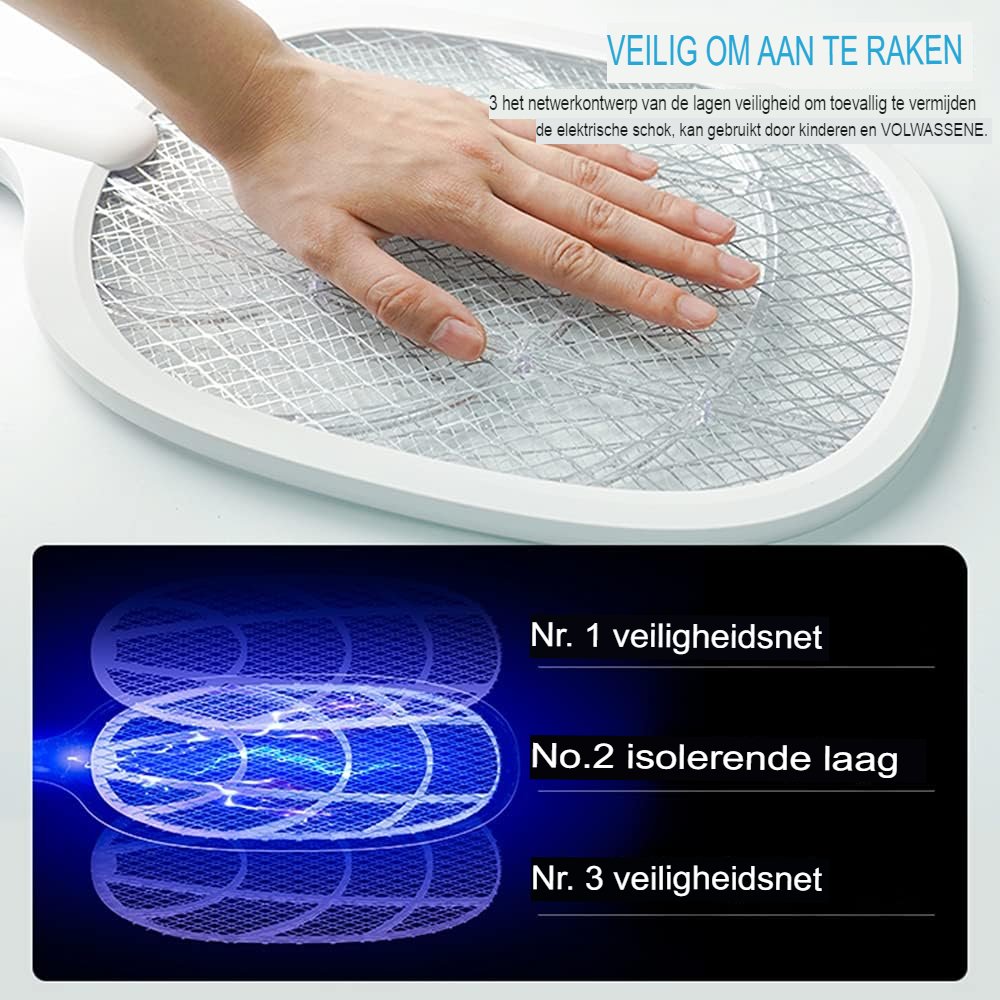 Elektrische Vliegenmepper - Oplaadbare Insectendoder - Vliegenvanger voor Binnen en Buiten - USB Oplaadbaar