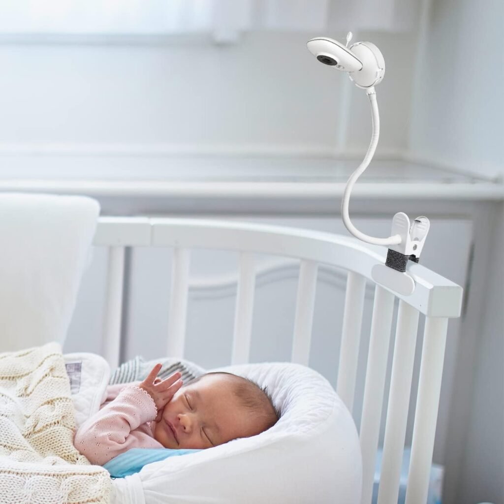 Cliphouder voor LCD-scherm met flexibele arm, handsfree bevestiging en verstelbare kijkhoek in wit