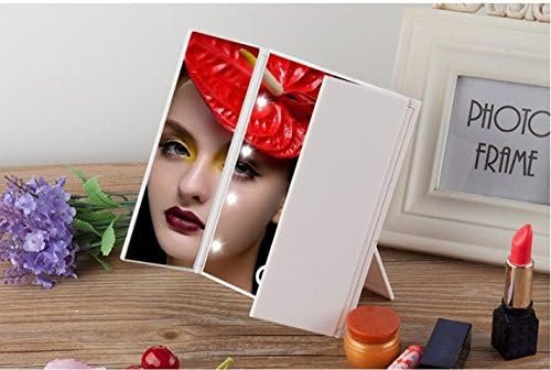 Staande make-upspiegel met LED-verlichting, draaibaar 360 graden, met standaard