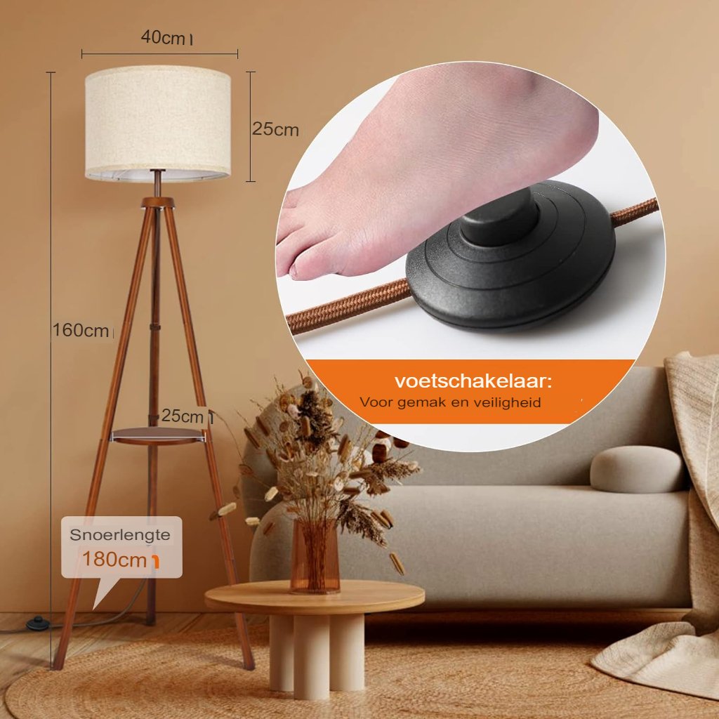 LED vloerlamp met afstandsbediening en verstelbare kleurtemperatuur voor slaapkamer