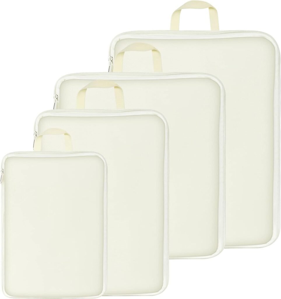 Inpakorganizer set met 4 compressiekubussen voor bagage van polyester in verschillende maten