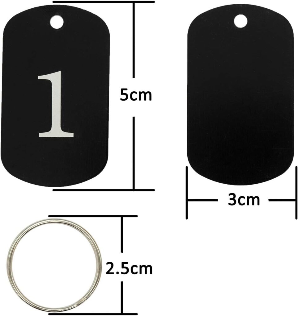 Aluminium gegraveerde nummerlabels en sleutelhangers voor organisatie en identificatie