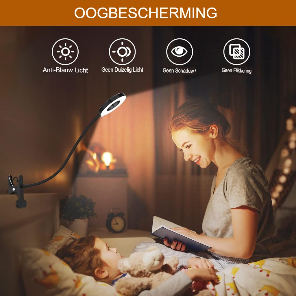 LED leeslamp met instelbare helderheid, oogbescherming en USB-oplader