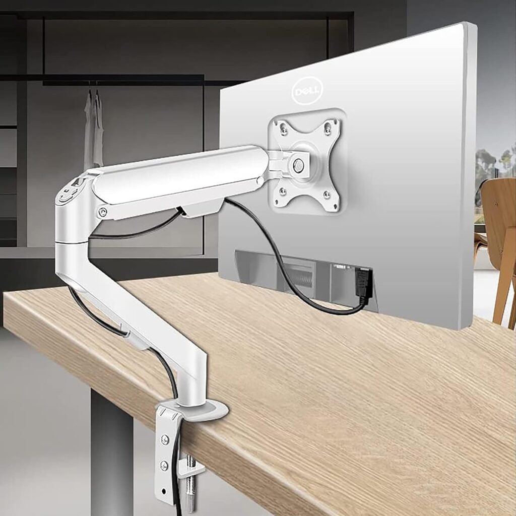 Monitorarm met Gasveer - Ergonomische Beeldschermhouder - Verstelbaar en Ruimtebesparend - Zwart