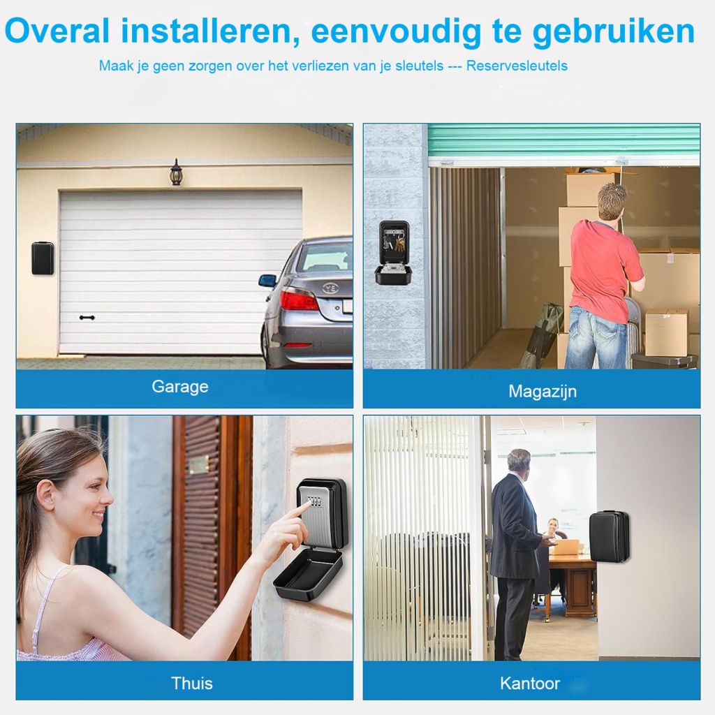 Sleutelkastje voor Buiten met Code - Sleutelkluis met Combinatieslot - Waterdicht Sleutelbeheer - Groot Opslagcompartiment