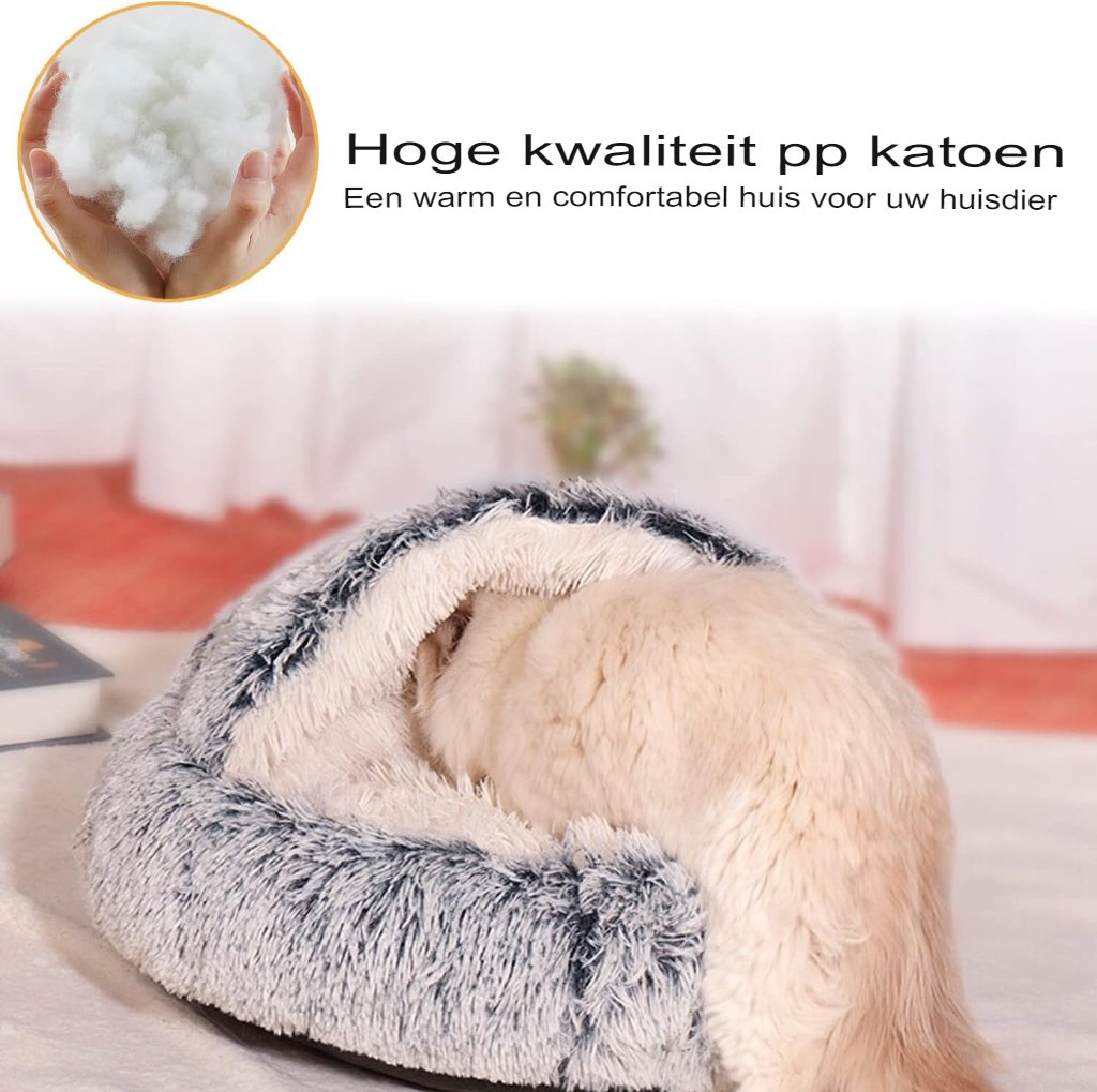 Pluche kattenbed voor angstige katten, grijs, 65 cm