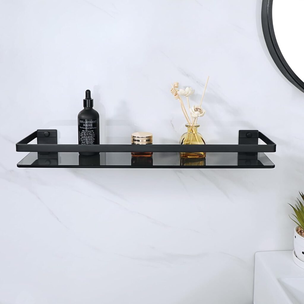 wandplank matzwart RVS badkamerplank 50 cm met wandbevestiging