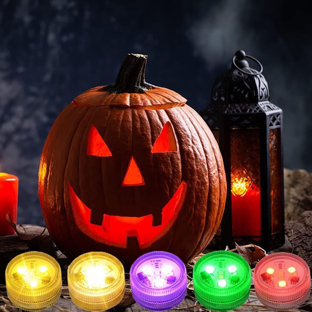 LED waxinelichtjes pompoenverlichting warm wit set van 10 stuks
