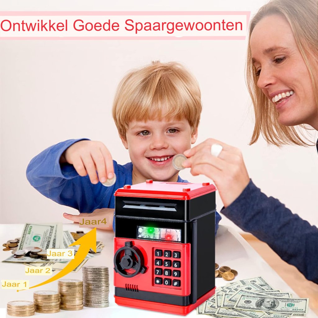 Elektronische Spaarpot voor Kinderen - Automatische Geldkluis met Wachtwoord - Mini ATM - Voor Jongens en Meisjes van 3-12 Jaar