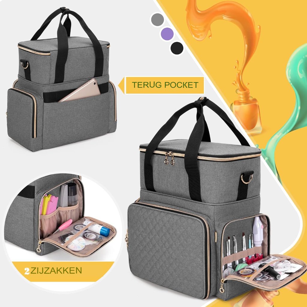 Nagellak opbergtas organizer voor 70 nagellakflessen grijs