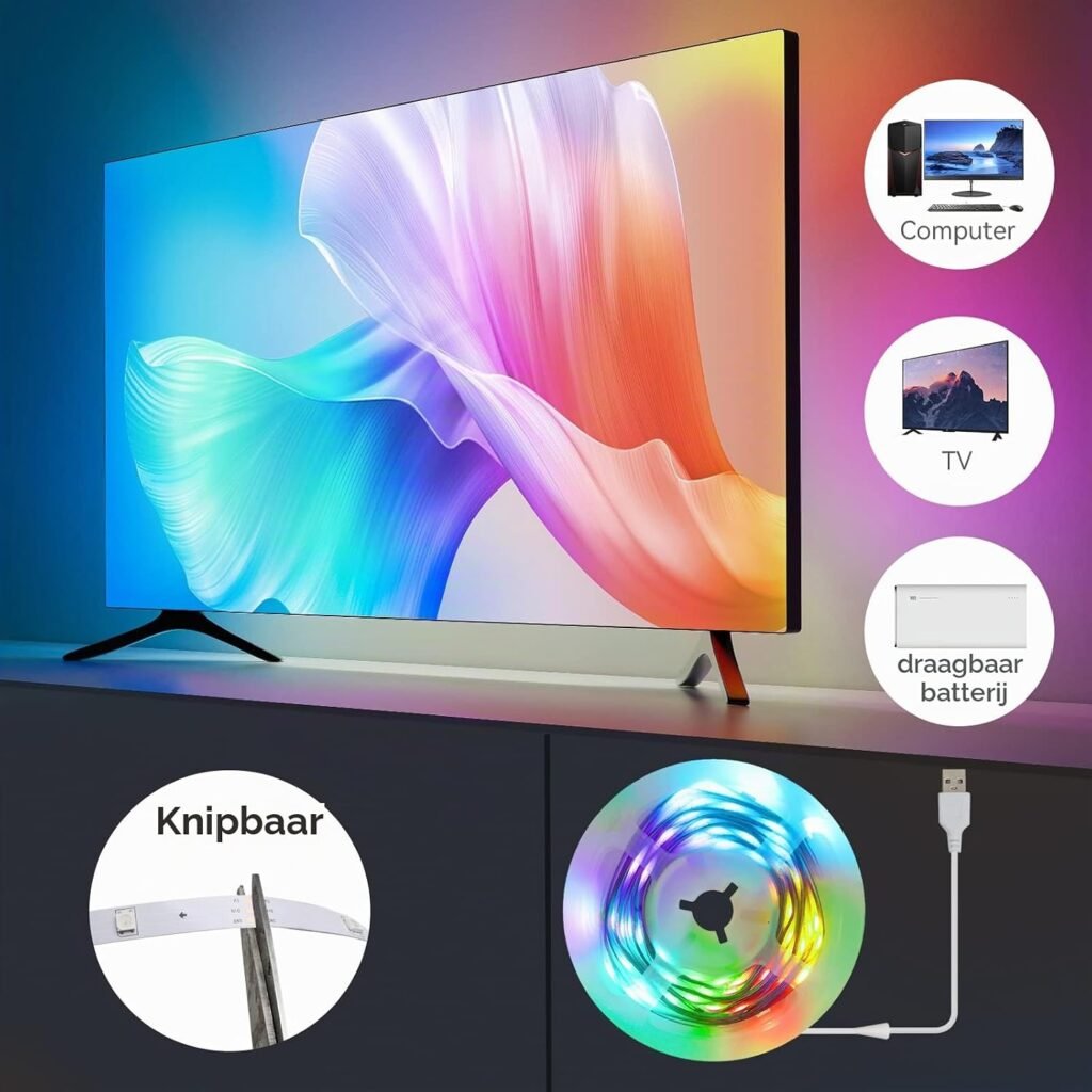 LED-achtergrondverlichting voor TV met USB-bediening en RF-afstandsbediening