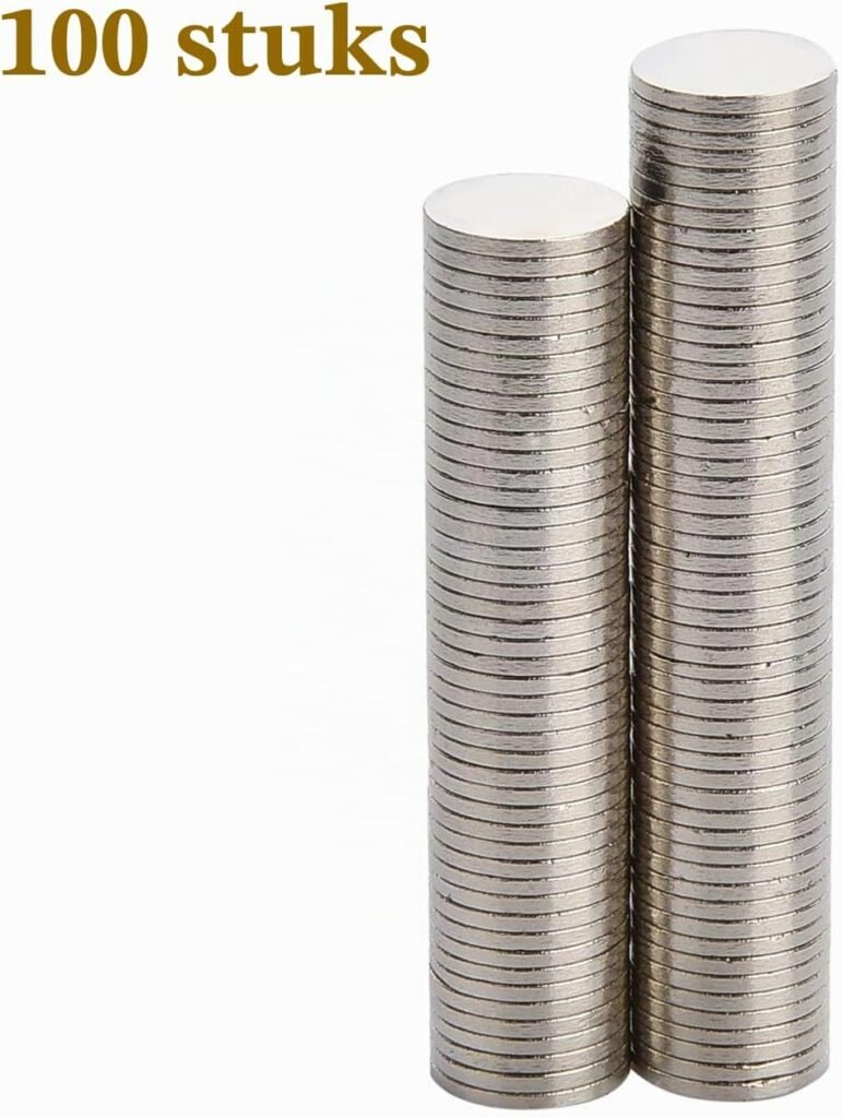100 stuks huishoudmagneetjes 8 x 1 mm voor whiteboard, magneetbord en koelkast