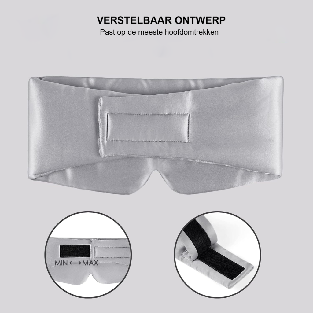 Zijden slaapmasker met verstelbare band voor comfortabele nachtrust en diepe slaap
