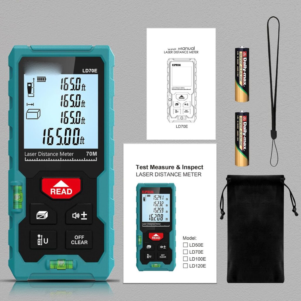 Laserafstandsmeter 70 meter met digitale laserafstandsmeting en waterpasbubbels