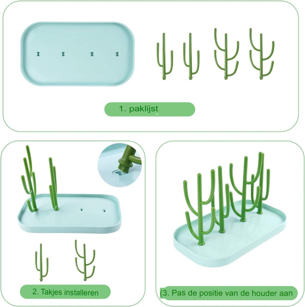 Babyflessendroger Ruimtebesparend - Droogrek voor Babyflessen en Accessoires - Met Verwijderbare Lekbak - Hygiënisch Georganiseerd Droogrek