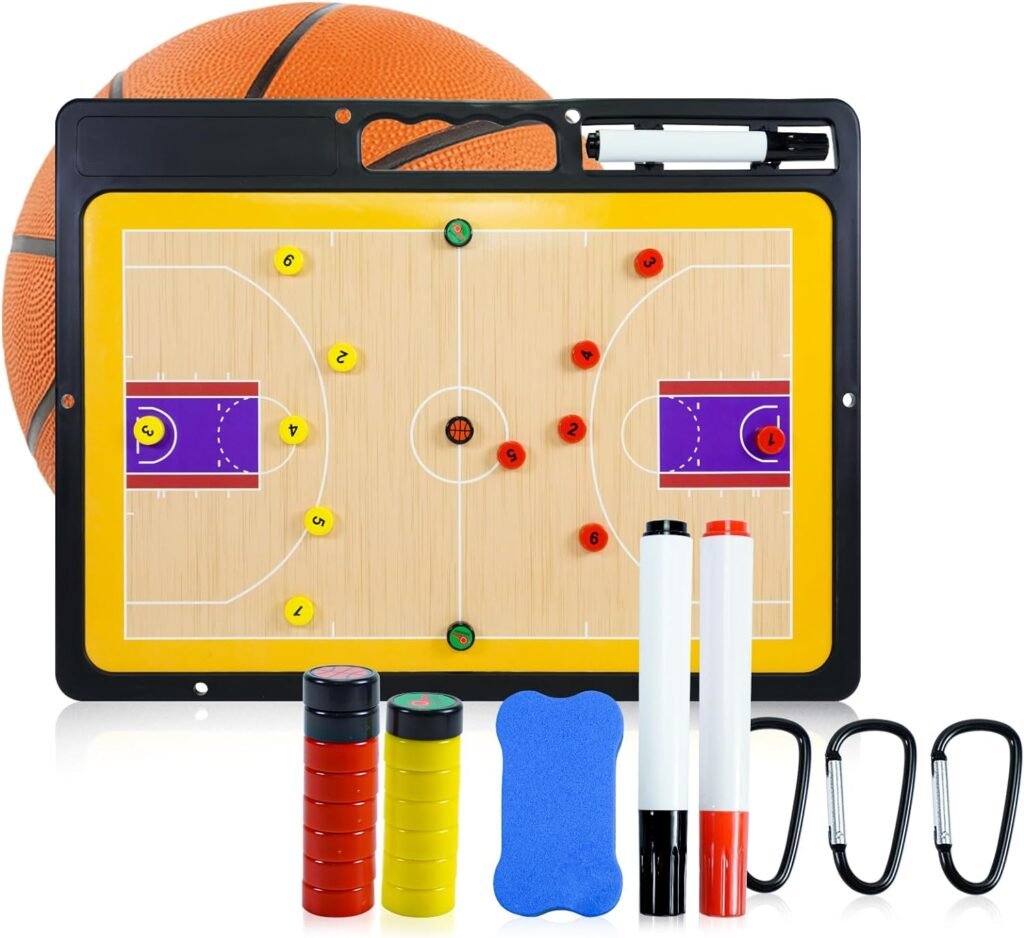 Magnetisch basketbal tactiekbord met marker, magneten en wisser voor training en wedstrijdvoorbereiding